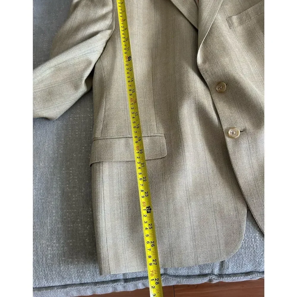 Lauren Ralph Beige Lauren Silk Wool Blazer  Size 44S Preppy Old Money